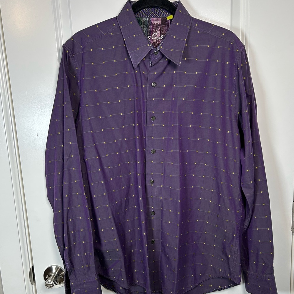 Robert Graham Purple Patterned Long Sleeve Button Down Men’s Size Large